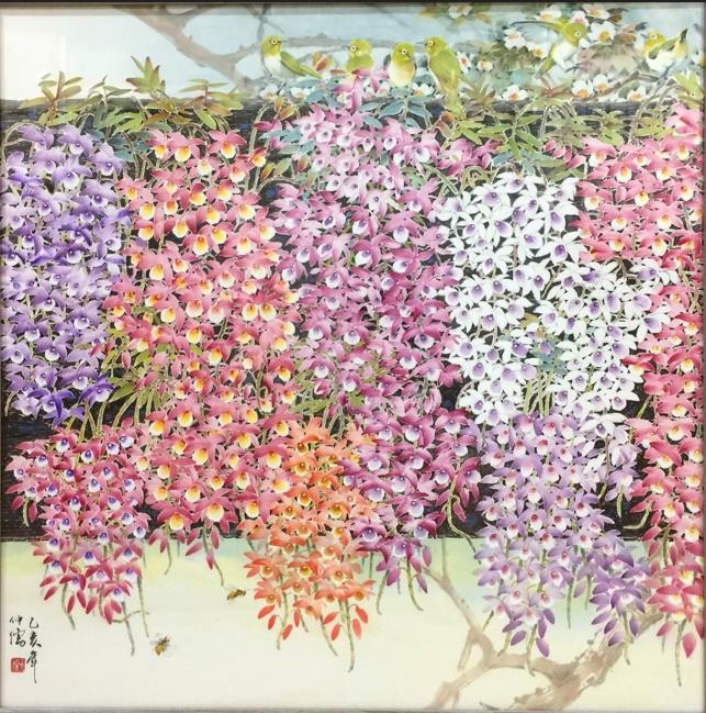 花團錦簇/2021/彩墨/90x90cm
