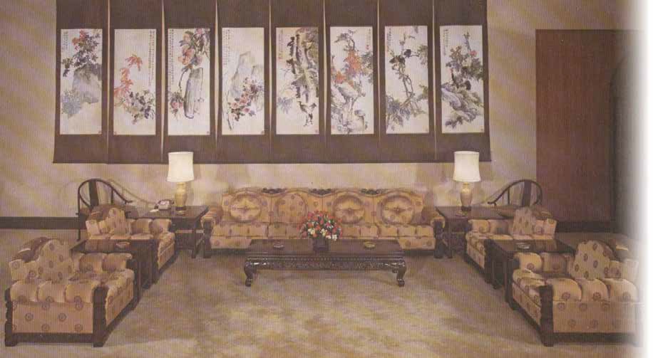 中國彫刻配合歐美傢具所設計之客廳傢具